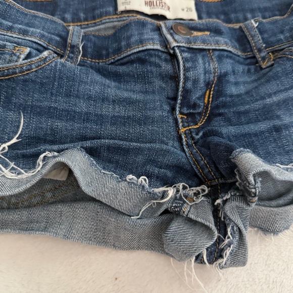 SOLD DO NOT BUY Hollister Women's Dark Blue Ultra Ultra Low Waisted Jean Shorts - Picture 2 of 5